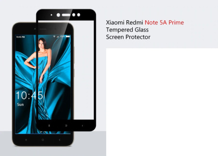   Скрийн протектор от закалено стъкло за 3D FULL Cover за Xiaomi Redmi Note 5A Prime с черен кант